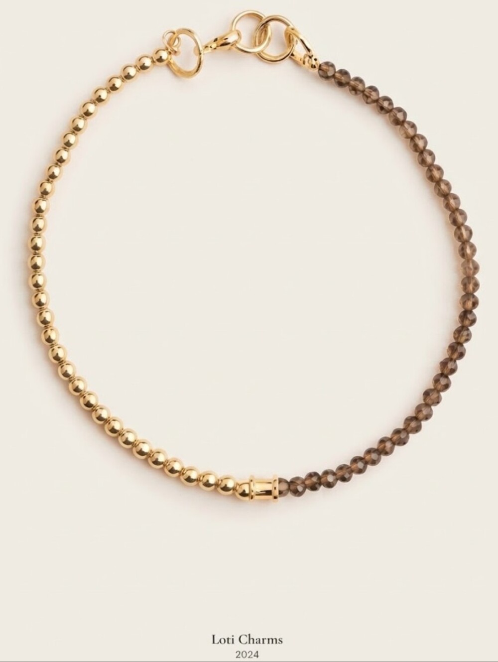 Natural Orange Yellow Sapphire & Gold Beads Assymetrical Gold Plated Necklace